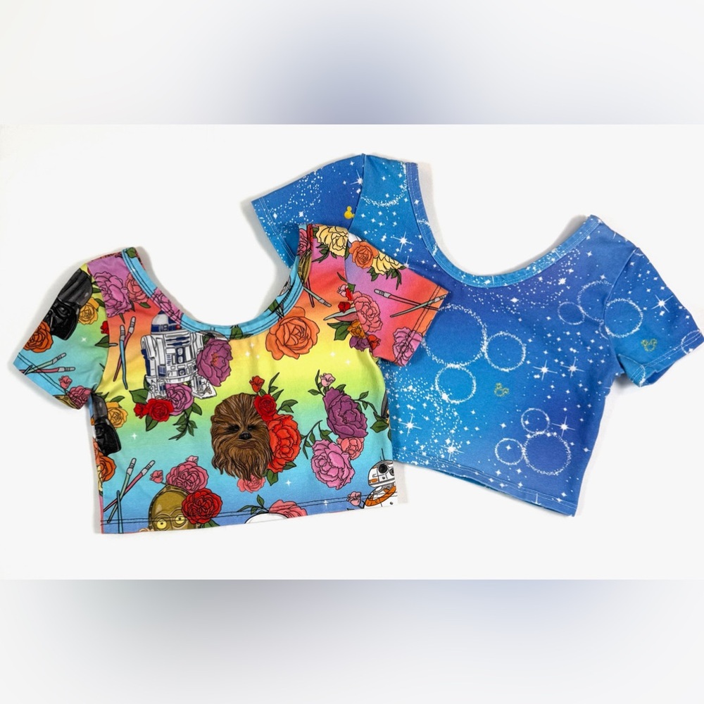 WILD RICH KIDS Girl Star Wars‎ Mickey Crop Top Set 7/8 Galaxy Y2K Inspired